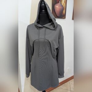 Cider 2 Piece Gray Hooded Sweatshirt Over Tanktop Dress
